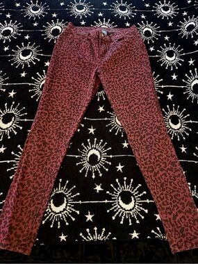 Arizona Jean Company Burgundy and Black Leopard Print Skinny Jeans
